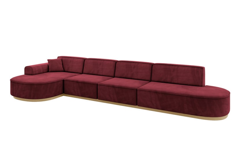 Narożnik lewostronne bez funkcji spania MARI-L3-v2 413x171x83 cm Bordowy 729366