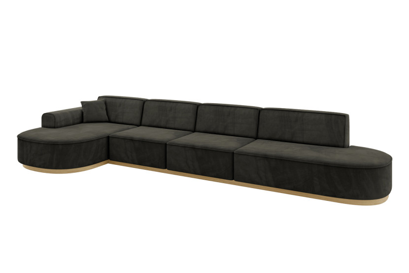 Narożnik lewostronne bez funkcji spania MARI-L3-v2 413x171x83 cm Czarny 729387