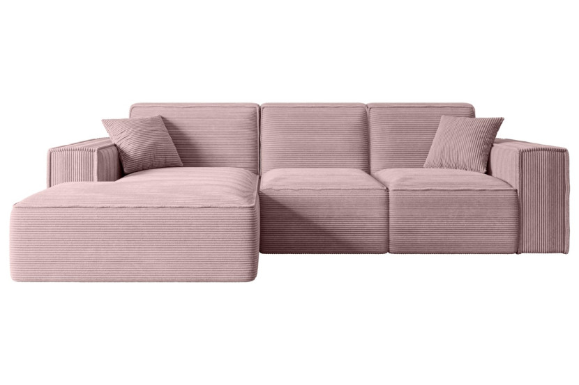 Narożnik lewostronne bez funkcji spania SERRA-L - 266x169x80 cm Różowy 524514