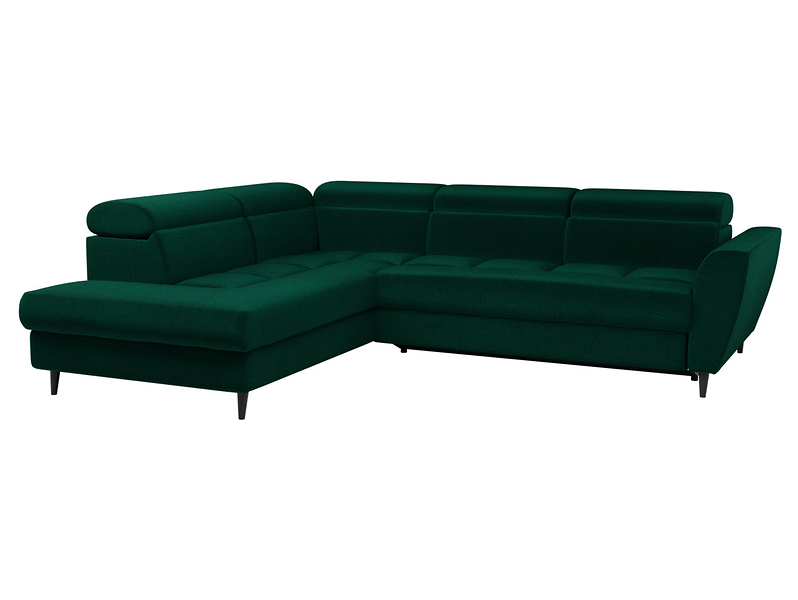 Narożnik lewostronny Emerald rozkładany z pojemnikiem welurowy zielony 42467