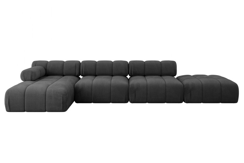 Narożnik lewostronny modułowy LIZUR-L2 380x160x70 cm Czarny 683351
