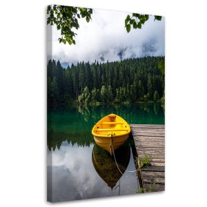 Obraz do salonu sypialni biura, Jezioro łódka góry krajobraz 70×100 889957 Obraz do salonu sypialni biura, Jezioro łódka góry krajobraz 70×100 889957