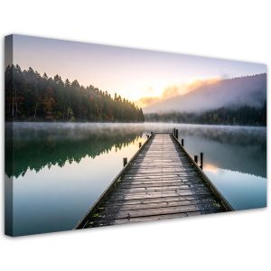 Obraz do salonu sypialni biura, Jezioro pomost las krajobraz 120×60 888806 Obraz do salonu sypialni biura, Jezioro pomost las krajobraz 120×60 888806