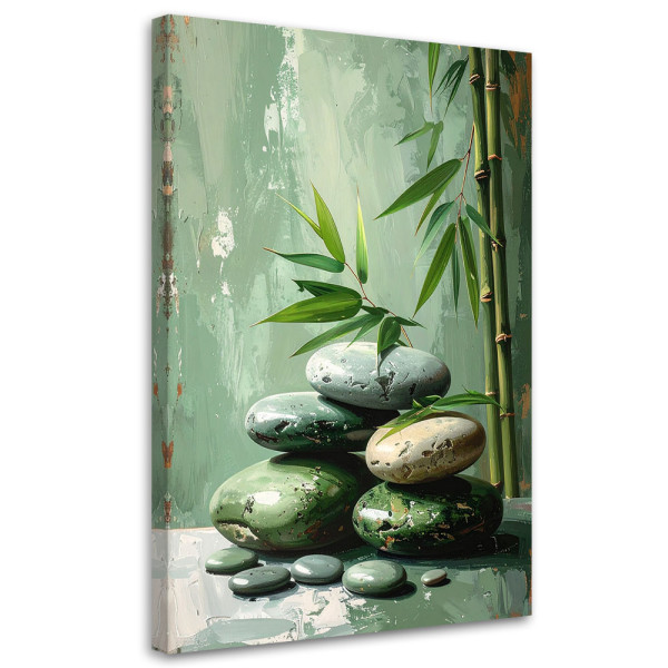 Obraz do salonu sypialni biura, Kamienie zen spa bambus imitacja 30x45 890442