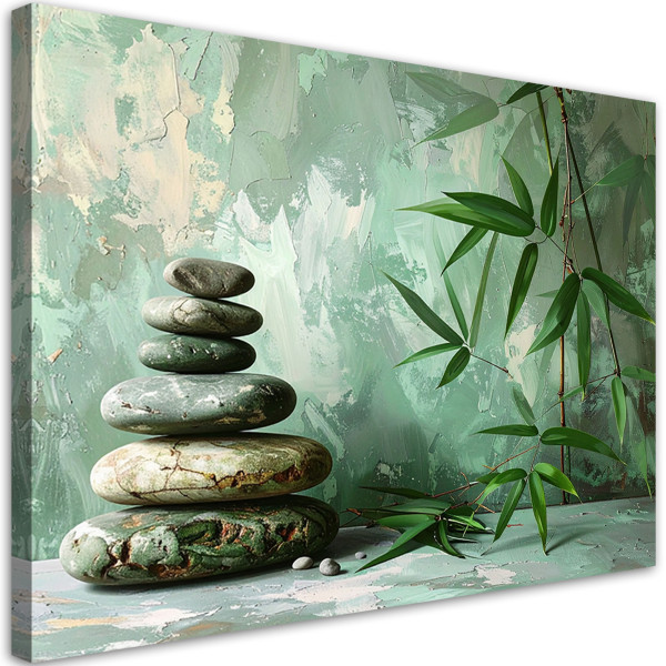 Obraz do salonu sypialni biura, Kamienie zen spa bambus imitacja 45x30 890378