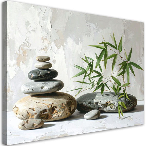 Obraz do salonu sypialni biura, Kamienie zen spa bambus na szarym 90x60 889646
