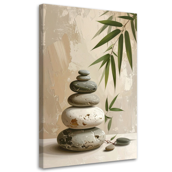 Obraz do salonu sypialni biura, Kamienie zen spa liście bambusa 20x30 884605