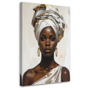 Obraz do salonu sypialni biura, Kobieta w białym turbanie 70×100 887231 Obraz do salonu sypialni biura, Kobieta w białym turbanie 70×100 887231
