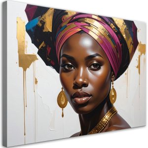 Obraz do salonu sypialni biura, Kobieta w turbanie w stylu glamour 100×70 885074 Obraz do salonu sypialni biura, Kobieta w turbanie w stylu glamour 100×70 885074