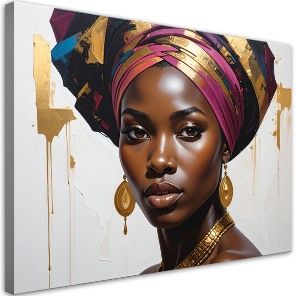 Obraz do salonu sypialni biura, Kobieta w turbanie w stylu glamour 100x70 885074