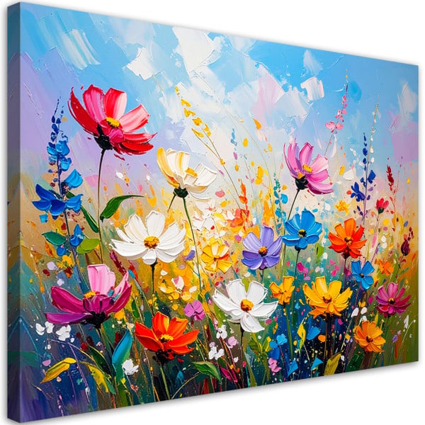 Obraz do salonu sypialni biura, Kolorowe Polne Kwiaty 100x70 779372
