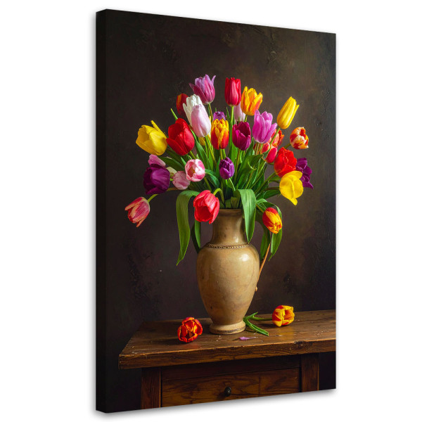 Obraz do salonu sypialni biura, Kolorowe tulipany kwiaty 20x30 886258