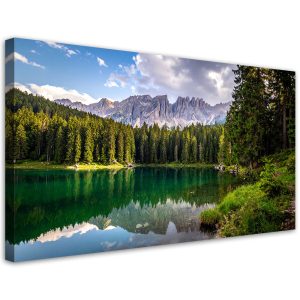 Obraz do salonu sypialni biura, Krajobraz jezioro góry las natura 120×60 888688
