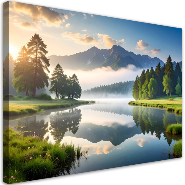 Obraz do salonu sypialni biura, Krajobraz jezioro góry natura 90x60 884806