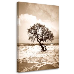 Obraz do salonu sypialni biura, Krajobraz morski Plaża Drzewo 30×45 890964