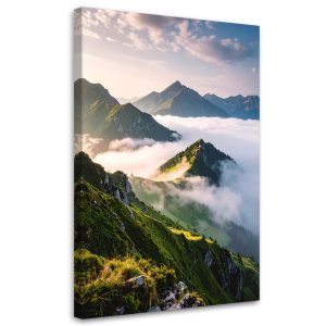 Obraz do salonu sypialni biura, Krajobraz widok góry we mgle 80×120 891225 Obraz do salonu sypialni biura, Krajobraz widok góry we mgle 80×120 891225
