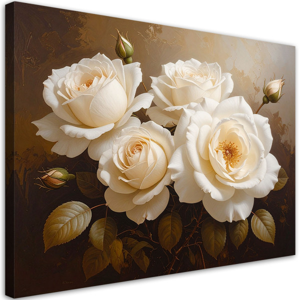 Obraz do salonu sypialni biura kuchni, Kremowe róże kwiaty bukiet 100x70 889199
