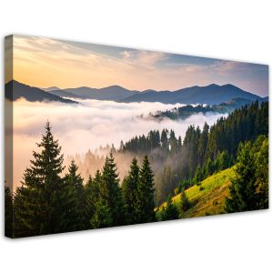 Obraz do salonu sypialni biura, Las góry we mgle krajobraz 120×60 884567 Obraz do salonu sypialni biura, Las góry we mgle krajobraz 120×60 884567