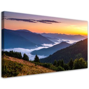 Obraz do salonu sypialni biura, Las góry we mgle pejzaż 120×60 888713 Obraz do salonu sypialni biura, Las góry we mgle pejzaż 120×60 888713