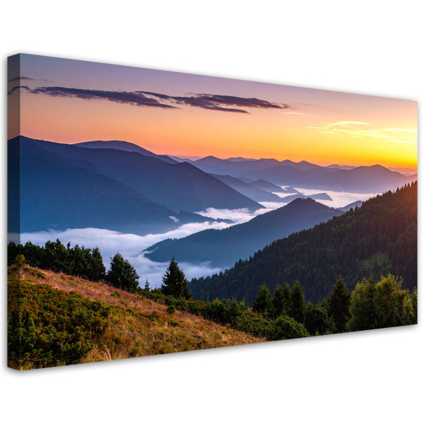 Obraz do salonu sypialni biura, Las góry we mgle pejzaż 80x40 884857
