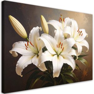 Obraz do salonu sypialni biura, Lilie białe kwiaty natura 45×30 886740