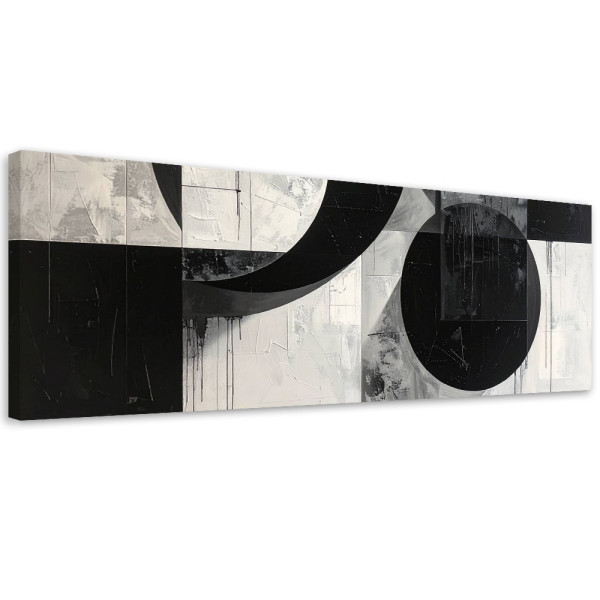 Obraz do salonu sypialni biura loftu, Czarno biała geometryczna 150x50 886362