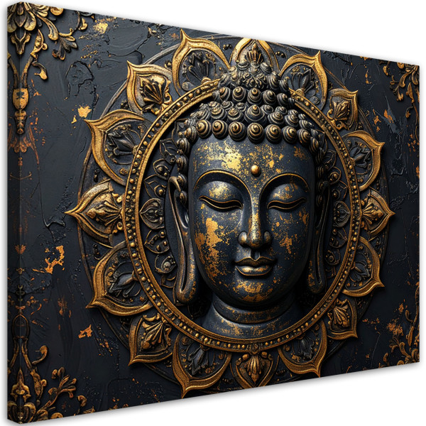 Obraz do salonu sypialni biura, Mandala Budda Zen Spa czarno złoty 100x70 890535