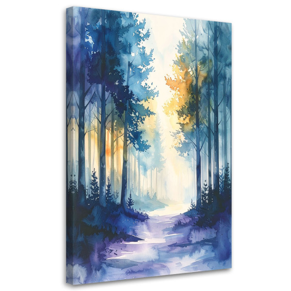 Obraz do salonu sypialni biura, Mglisty Las Akwarelowy Krajobraz 30x45 886236