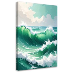 Obraz do salonu sypialni biura, Morze Fale Pastelowy Pejzaż Zielony 40×60 888526