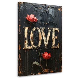 Obraz do salonu sypialni biura, Napis Love kwiaty Typografia retro 20×30 891226 Obraz do salonu sypialni biura, Napis Love kwiaty Typografia retro 20×30 891226