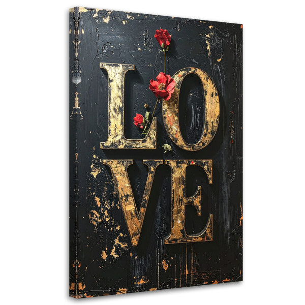 Obraz do salonu sypialni biura, Napis Love w stylu retro na czarnym 20x30 890040