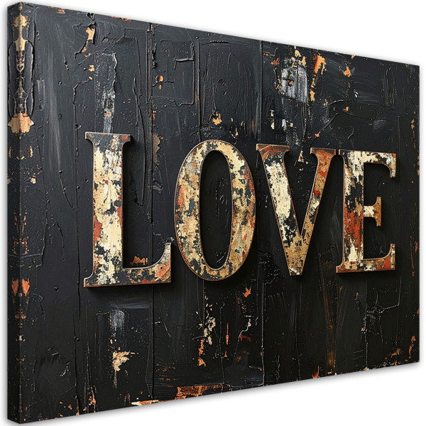 Obraz do salonu sypialni biura, Napis Love w stylu retro na czarnym 45x30 890043