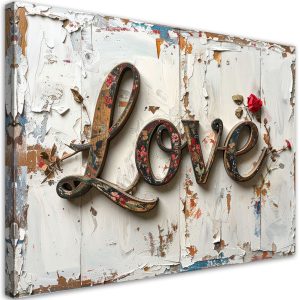 Obraz do salonu sypialni biura, Napis Love w stylu shabby chic 120×80 882764 Obraz do salonu sypialni biura, Napis Love w stylu shabby chic 120×80 882764