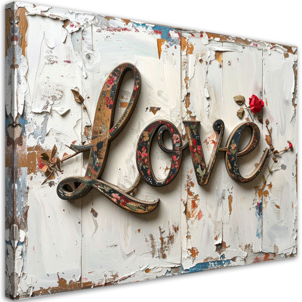 Obraz do salonu sypialni biura, Napis Love w stylu shabby chic 60x40 882706