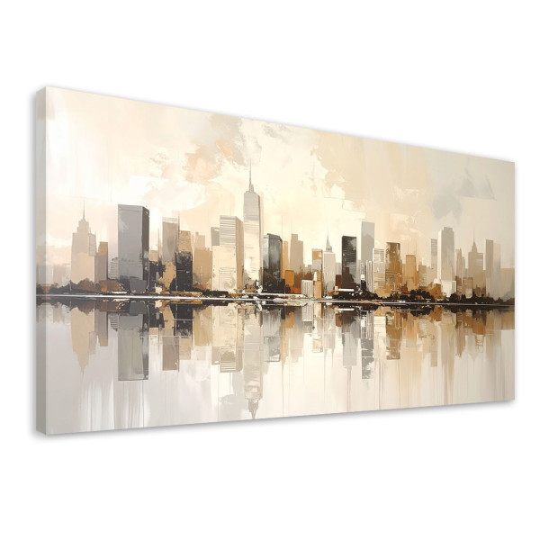 Obraz do salonu sypialni biura, Nowoczesne Miasto w kolorach beżu 120x60 887757