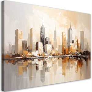 Obraz do salonu sypialni biura, Nowoczesne Miasto w kolorach beżu 30×20 884797 Obraz do salonu sypialni biura, Nowoczesne Miasto w kolorach beżu 30×20 884797