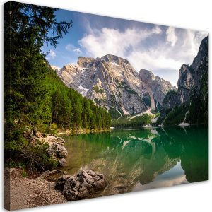Obraz do salonu sypialni biura, Pejzaż widok góry las jezioro natura 120×80 884384 Obraz do salonu sypialni biura, Pejzaż widok góry las jezioro natura 120×80 884384