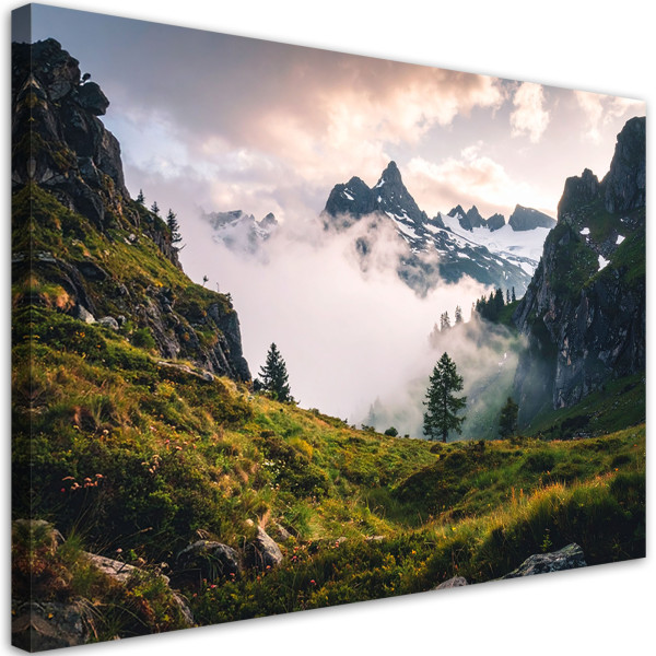 Obraz do salonu sypialni biura, Pejzaż widok góry las mgła natura 60x40 885852