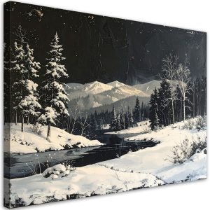 Obraz do salonu sypialni biura, Pejzaż zimowy śnieg góry drzewa 60×40 883109 Obraz do salonu sypialni biura, Pejzaż zimowy śnieg góry drzewa 60×40 883109