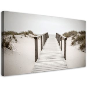 Obraz do salonu sypialni biura, Pomost na plażę krajobraz beżowy 80×40 775995 Obraz do salonu sypialni biura, Pomost na plażę krajobraz beżowy 80×40 775995