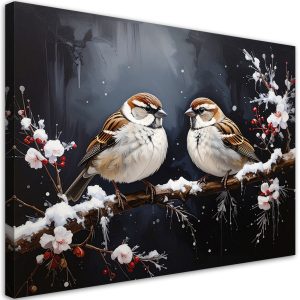 Obraz do salonu sypialni biura, Ptaki siedzące na gałęzi 90×60 885960 Obraz do salonu sypialni biura, Ptaki siedzące na gałęzi 90×60 885960