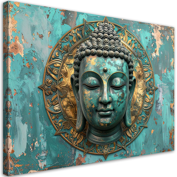 Obraz do salonu sypialni biura, Turkusowy Budda Zen Spa Orient 90x60 882666