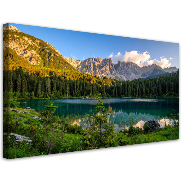 Obraz do salonu sypialni biura, Widok jezioro góry las natura 120x60 886280