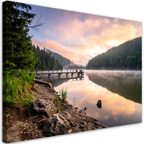 Obraz do salonu sypialni biura, Widok jezioro pomost natura 100x70 891326