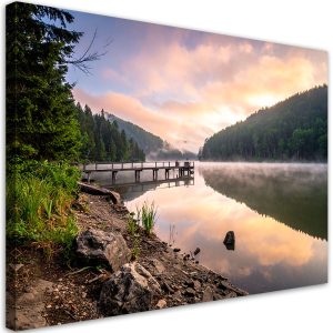 Obraz do salonu sypialni biura, Widok jezioro pomost natura 120×80 885808 Obraz do salonu sypialni biura, Widok jezioro pomost natura 120×80 885808