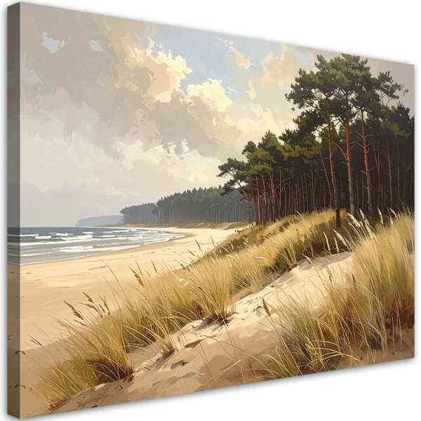 Obraz do salonu sypialni biura, Widok Plaża z Wydmami nad Morzem 90x60 889112