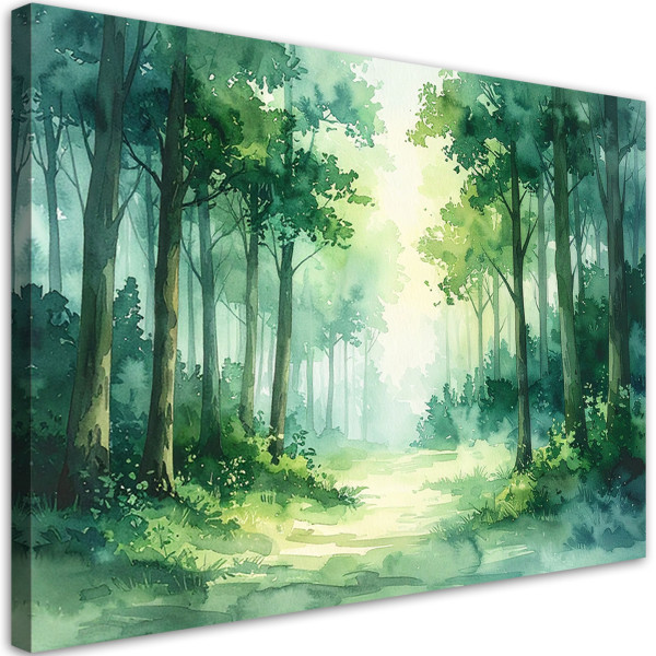 Obraz do salonu sypialni biura, Zielony Las Krajobraz Natura 90x60 884558