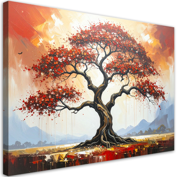 Obraz do salonu sypialni, Czerwone Drzewo Życia Krajobraz 30x20 889510