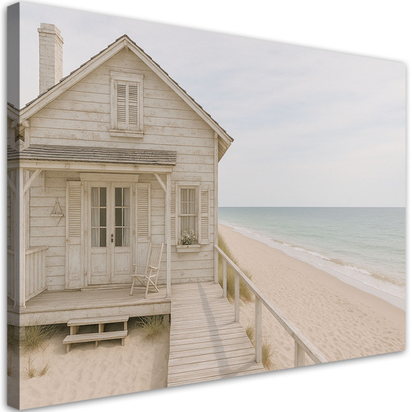 Obraz do salonu sypialni, Drewniany domek Plaża Shabby Chic 30x20 887989