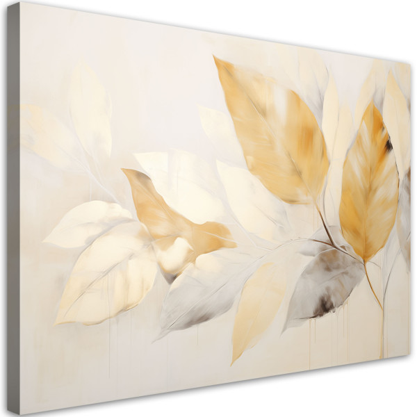 Obraz do salonu sypialni, Gałązki w stylu boho beżowe zółte liście 60x40 651933